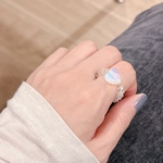 【heartstone ring🩶】 ミルキークォーツ × シルバーファルファーレビーズ　ビーズリング　天然石リング　ハートリング　　　　　　　　　　