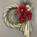 2026 New Years Wreathしめ縄リース ダリア レッド