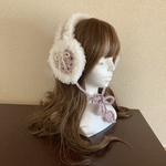 ハートいっぱいのふわふわイヤーマフ　紫とピンクのミックスカラー　c