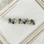 大人のスワロフスキーバレッタ　シルバーブルー　小さめサイズ　お試し価格