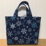 スノークリスタル柄ミニトートバッグ＊ネイビー