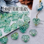 【brsr3599acrc】【6個】【 13.5x15.5ｍｍ】Candy Heart Beads 手染めビーズ