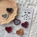 mini ハートヘアピン 1個  ( かぎ編み ベビー キッズ ) ≫ベビーヘアクリップ、キッズヘアクリップ、ハート