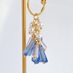 277)２個(１ペア) /オリジナルチャーム / ブルー / ピアス / イヤリング / 32mm / ハンドメイドパーツ /アクセサリーパーツ / パール / ビーズ