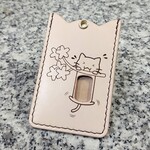 パスケース　　～　花見だにゃん　わっ！　～　　本革