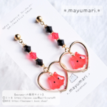 【赤】赤×黒めんだこちゃん レジンピアス/イヤリング