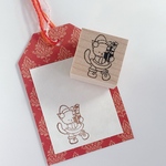 ぬいぐるみのねこサンタ　スタンプ　【25㎜×25㎜】