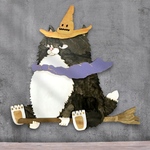 宵空のハチワレ魔法使い 木製オーナメント ウォールデコ 壁掛け タペストリー