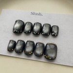 ブラック×シルバーとネイビー×ゴールドのマグネット星空ネイルチップ　星ホロ　マグネット　