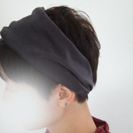 ストレッチ別珍*グレー　光沢感がとてもきれいです***秋冬ゆるターバン**