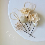 髪飾り  〈 51 〉　紫陽花アクセサリー　かすみ草アクセサリー　ピンク　白　水引アクセサリー　水引飾り　七五三髪飾り　七五三アクセサリー　子供　こども　くすみカラー　可愛い　シンプル　ヘッドパーツ
