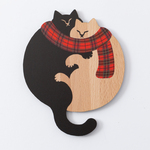 【クリスマス限定】木製プレート　ねこまみれ　ずっと　ほっこりレッド