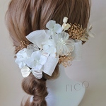 髪飾り〈 D4 〉ヘッドパーツ　ヘッドドレス　ドライフラワー　ドライフラワー髪飾り　ヘアアクセサリー　和装　振袖　袴　結婚式髪飾り　成人式髪飾り　卒業式髪飾り　和装髪飾り　白無垢髪飾り　リボン髪飾り