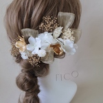 🆕 髪飾り〈 F17 〉ヘッドパーツ　ヘアパーツ　ヘッドドレス　ドライフラワー　ドライフラワー髪飾り　ヘアアクセサリー　結婚式　成人式　卒業式　和装　ブライダルアクセサリー　白無垢　ウェディングドレス
