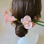 🆕 髪飾り〈 W29 〉　かすみ草髪飾り　結婚式ヘアアクセサリー　和装アクセサリー　和装ヘアアクセサリー　和装髪飾り　髪かざり　花　お花　花飾り　ピンク　くすみピンク　ぴんく　カラー髪飾り　白無垢ヘア