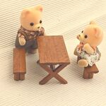 ミニチュア家具(1/12) ログテーブル＆ベンチセット（チーク）
