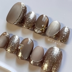 Mocha Shine 𓂃 マグネット　モカ　グリッター　キラキラ　同窓会　大人のネイルチップ　華やか　シャンパン　結婚式