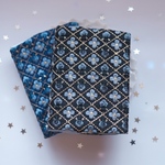 【再販12🫧】インド刺繍生地で仕立てた特別な『文庫本専用』ブックカバー【グリッドフラワー小・ブラック】