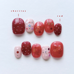 キラキラさくらんぼ/ネイルチップ🍒赤ネイル・マグネットネイル・ホログラム・ラメ・冬ネイル