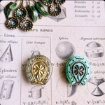 【2コセット】JIRI＊IVANA#czech beads#チェコビーズ　horseshoe21✖️18㍉ 馬蹄クローバー🍀mint crystal