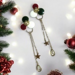 美濃焼　クリスマス　2way　ピアス　イヤリング　しずく　レジン　美濃焼き　赤　緑　白