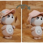 【ポケとも】リバーシブルの帽子  ピンク系チェック×ピーチ