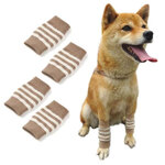 犬用レッグウォーマー オーガニック サポーター ベージュボーダー Lサイズ 4足セット 中型犬　●日本製●