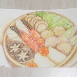 手描きポストカード　原画　寄せ鍋