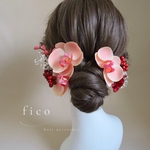 髪飾り〈 K10 〉　胡蝶蘭　胡蝶蘭髪飾り　胡蝶蘭ヘアアクセサリー　ピンク　ゴールド　ピンク胡蝶蘭　着物　白無垢　振袖　袴　７５３　七五三　アーティフィシャルフラワー　造花　髪飾り　ヘアアクセサリー