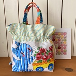 Vintageコレクション★レトロアニマルのフリル口の巾着トートバッグ