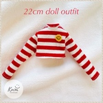 smileマークのレッドボーダーTシャツ   22cmドールアウトフィット 22cmドール服