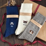 【ギフトに◎3足セット】選べる犬74種！メンズ刺繍ソックス【選べる4色】靴下 男性 記念日 誕生日 うちの子 バレンタイン ギフトセット 差し色