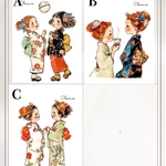 chan.ce オリジナルステッカー　3種3枚入り  ハイカラ着物　カラフル　お正月　イラスト　スケッチ