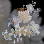 芙蓉花 と 桔梗 の 髪飾り ⭐︎ウェディング 成人式  ☆ アメリカンフラワー