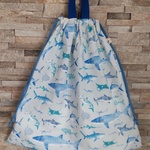 特大巾着袋　50cm×50cm＊サメ柄（ホワイト）【入園入学　男の子】   