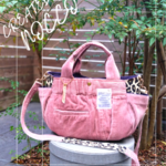 2点set №816【Pink Corduroy✖️ヒョウ柄サイドポケット付ToteBAG⚮̈♥】チューリップバッグ🌷お揃いショルダー紐付/ラインストーンカシメ/大人可愛い/母の日/プレゼント