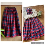 SALE*起毛ボルドーチェックギャザースカート＆ストール