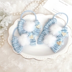 今冬ꫛꫀꪝカラー❄️.*˚秋冬限定 ツイード×ミンクファーのツインリボン 【ブルー】2個1セット