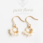 14kgf-gold ring&pearl ピアス