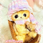 ☆milk♡cocoa☆ふわふわベビーねこちゃん☆あっあかニット帽とマフラー付き♪