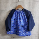 80～150size 海のいきもの コバルトブルー 長袖スモック