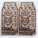 1473 猫 牛乳パック  はんこ ヴィンテージ アンティーク ハンコ スタンプ ゴム印 ラッピング  イラスト 猫 ネコ ミルク 牛乳