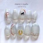 ワンタッチネイル加工可◎お正月ネイル2026 干支ネイル 馬ネイルチップ オーダーチップ