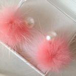 コットン風パールとファーのピアス[pink]