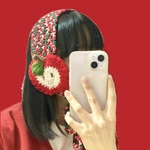イヤーマフ 耳当て アップル りんご クロシェ レトロ 赤