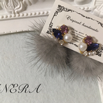ミンクファーキャッチ♡ビジューピアス
