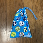名前シールつき☆お箸が縦に入る☆サッカーボール柄 巾着 
