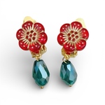 【再入荷】椿イヤリング　赤