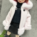裏起毛あったかハーフコート☆22㎝ドールの洋服(着せ替え服)ドール防寒アウタードールコート☆薄ラベンダー
