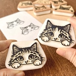･:*こっそり見つめてるよ･:* こっそりのぞき見長毛にゃんこ・ねこはんこ　長毛猫　猫　消しゴムはんこ　スタンプ